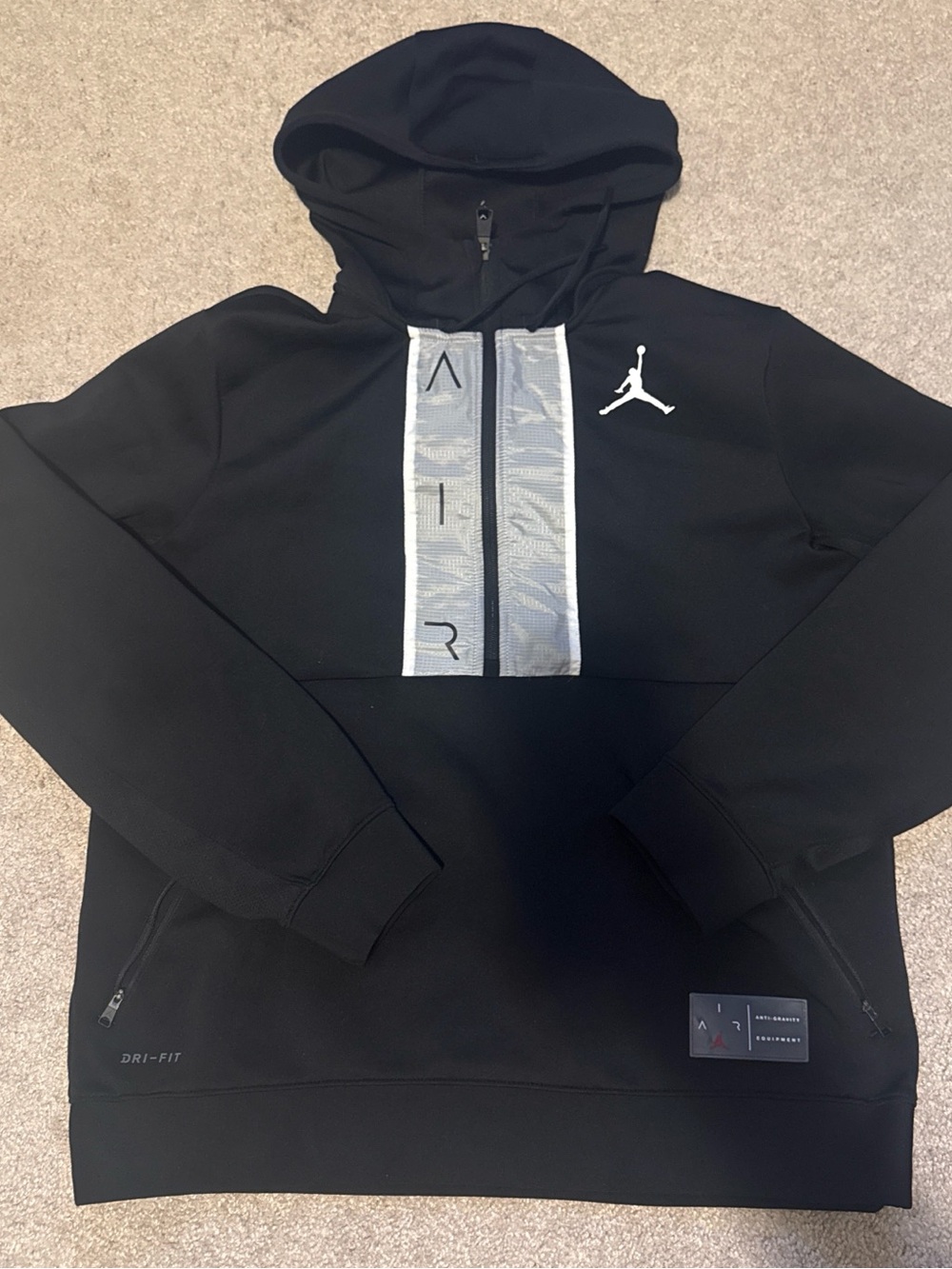 Jordan Black Dri Fit Hoodie with white Jumpman Logo